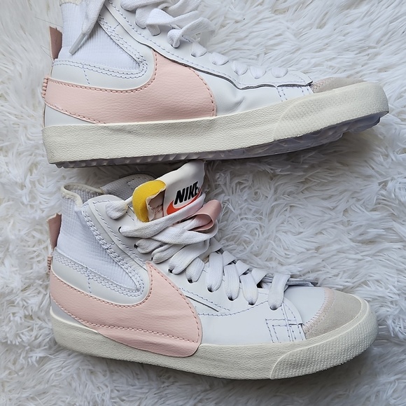 NIKE BLAZER MID 77 Jumbo Women's White and Pink High-Top Sneakers - Picture 3 of 10